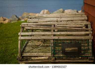 Wooden Lobster Traps In Cape Breton