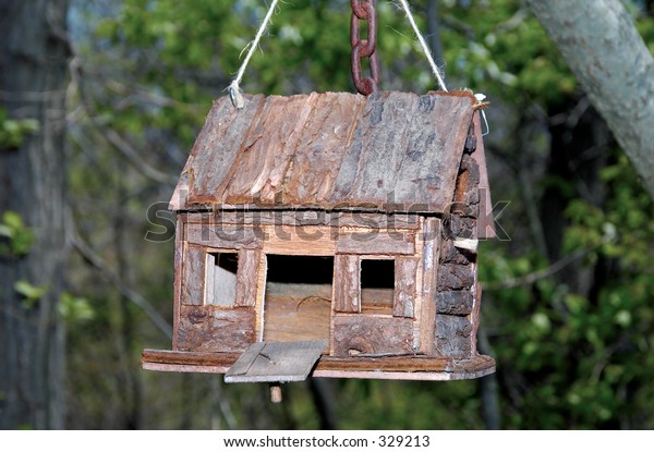 Wooden Log Cabin Bird House Stock Photo Edit Now 329213