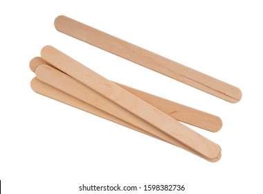 Wooden Lollipop, Popsicle Or Craft Sticks, Isolated On White Background.