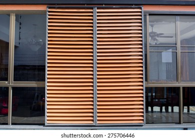 Wooden Louver On Building Outdoor Blinds