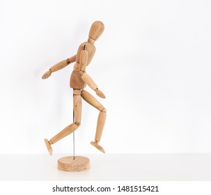 Wooden Manikin With Copy Space, Wooden Anatomy Doll Jointed With Mockup Space