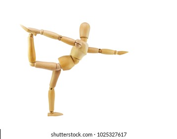 Wooden mannequin Do yoga exercises as an example to follow on white background and clipping path. - Powered by Shutterstock