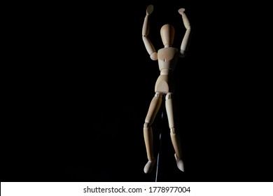 Wooden Mannequin Human Figure Sketching Painting Model black background - Powered by Shutterstock