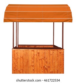 Wooden Market Stand Stall With Brown Awning