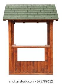 Wooden Market Stand Stall With Green Awning