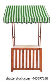 Wooden Market Stand Stall With Striped Awning