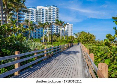 Wooden miami beach boardwalk, Florida