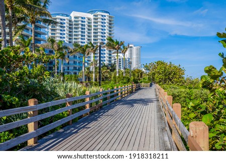 Wooden miami beach boardwalk, Florida