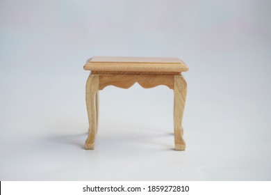 Wooden Miniature Doll House Furniture, Table And Drawer.