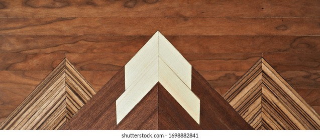 Wooden Mosaic, Wooden Inlay, Mountain Peaks