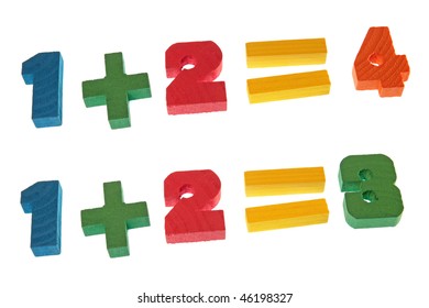 Wooden multi-coloured figures for training of children to the mathematician
