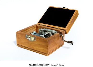 Wooden Music Box On White Background