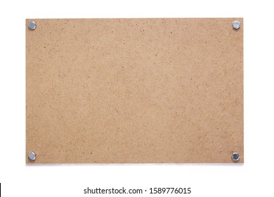 Wooden Nameplate Or Wall Sign Isolated At White Background, Mdf Texture Surface