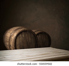 Wooden Oak Barrel Isolated On White Background