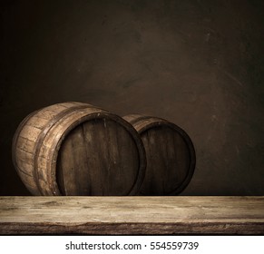 Wooden Oak Barrel Isolated On White Background