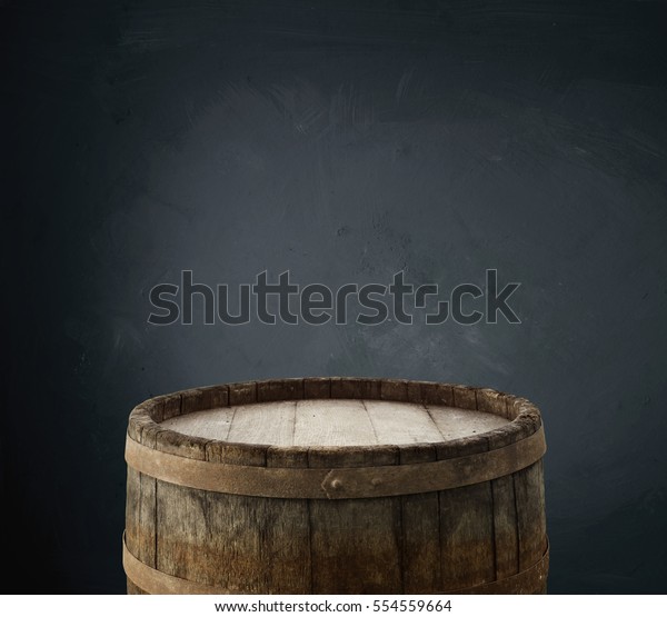 Wooden oak barrel\
isolated on white\
background