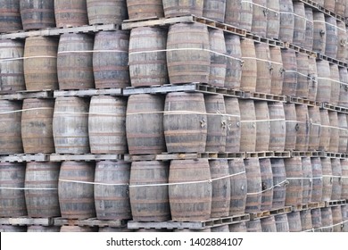 Wooden Oak Barrel Stack For Whisky Distillery