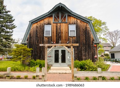 Wooden old building is Rustic barn converted a Fine Dining Establishment within A Rustic Atmosphere in Long Grove, Illinois, USA - Shutterstock ID 1989686063