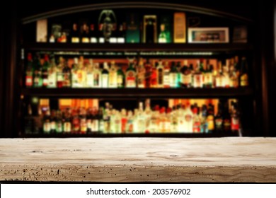 Wooden Old Desk And Bar Of Dark Shadow 