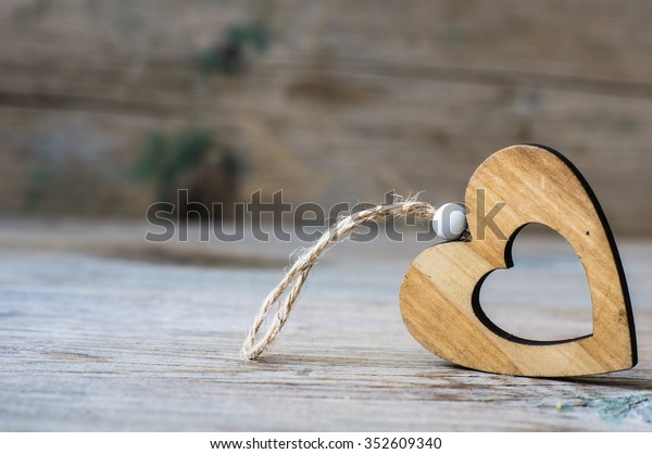 Wooden Oldstyled Decorations Valentines Holiday On Stock Photo