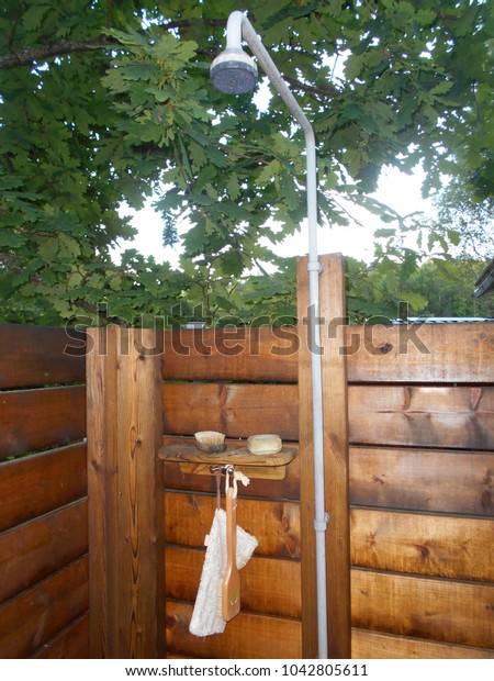 Wooden Outdoor Shower Finnish Summerhouse Stock Photo Edit Now