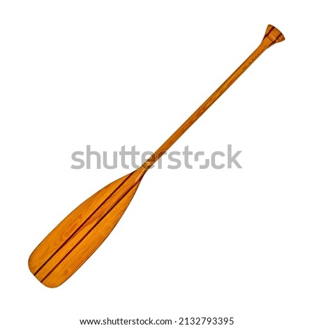 Wooden paddle for kayak isolated on white background.