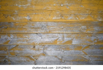 Wooden Painted Deck Of The Ship. Top View.