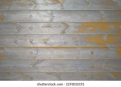 Wooden Painted Deck Of The Ship. Top View.