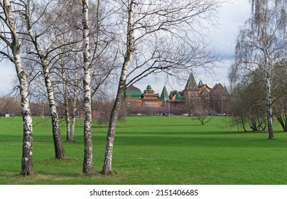 Wooden Palace Of Tsar Alexei Mikhailovich From The Romanov Dynasty In Kolomenkoye Park, Moscow, Russia.