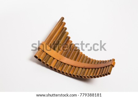 Wooden Pan Flute Isolated on white 