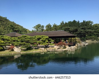 Wooden Pavillion Is Located In The Park