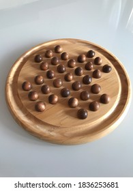 Wooden Peg Solitaire Board Game