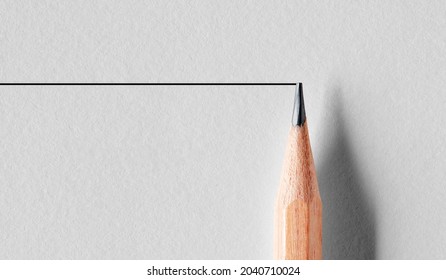 Wooden pencil draws a straight line. Stability or stagnancy concept in business market.