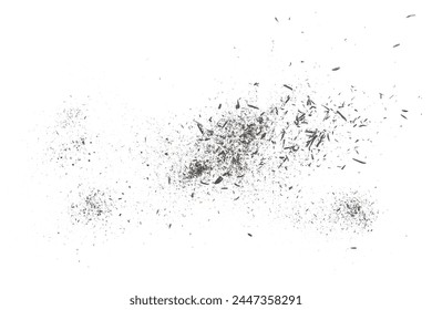 Wooden pencil shavings, black lead from sharpener flying isolated on white, clipping path	 - Powered by Shutterstock