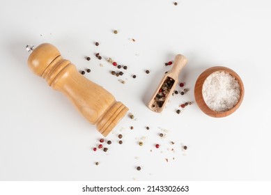 Wooden Pepper Grinder, Salt And Crushed Pepper