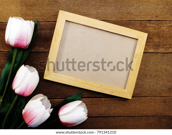 Wooden Photo Frames Space Background Decorate Stock Photo Edit