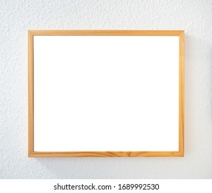 Wooden Picture Frame On White Wallpaper