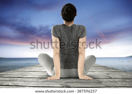 wooden pier and woman 