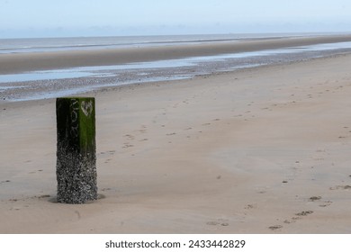 Wooden pile at low tide with beach - Powered by Shutterstock