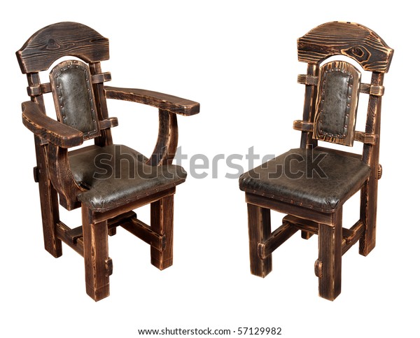 Wooden Pine Chair Isolated Over White Stock Photo Edit Now 57129982