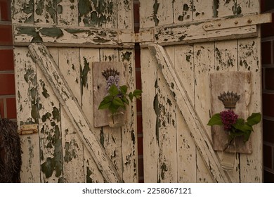 Wooden planks old with cracked paint background - Shutterstock ID 2258067121