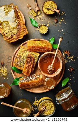 Similar – Image, Stock Photo Beehive from above with many bees