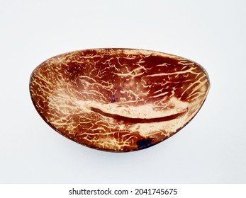 Wooden Plate For Indonesian Sambal. The Plate Made From Coconut Shell