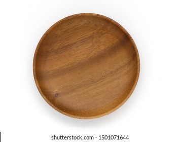 Wooden plate isolated on white background.walnut wood.closeup.top view.