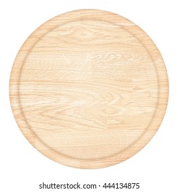 Wooden Plate Top View On White Background