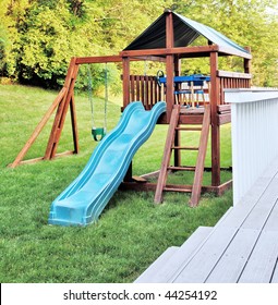  Wooden playset in a backyard