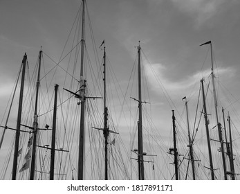 Wooden Poles Of An Old Sail Boat