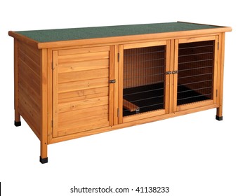 Wooden rabbit hutch isolated over white. - Shutterstock ID 41138233