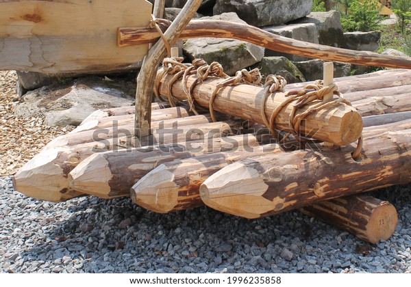 wooden raft in black\
forest