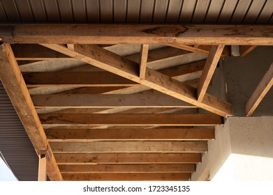 Wooden Rafters Frame Under The Roof